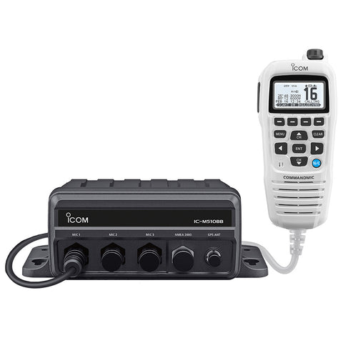 Icom M510Bb Gw 21 Black Box Vhf With White Command Mic & 3