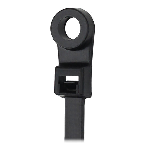 Pacer 8" Cable Tie W/Mounting Ring - Black - 50Lb Tensile
