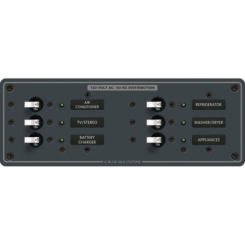 Blue Sea 8097 Breaker Panel 120Vac 6 Pos 