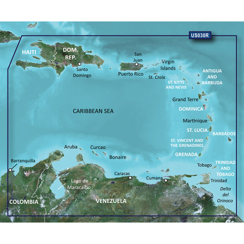 Garmin Vus030R Southeast Caribbean Bluechart G3 Vision