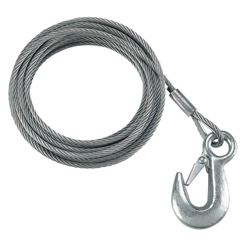 Fulton 3/16"X25' Galvanized Winch Cable & Hook 4200# 