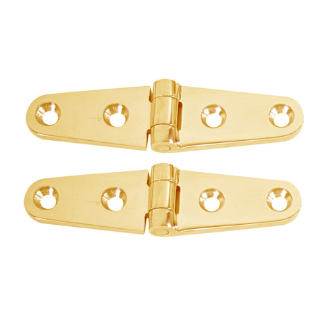 Whitecap Strap Hinge 4"L X 1"W Polished Brass Pair