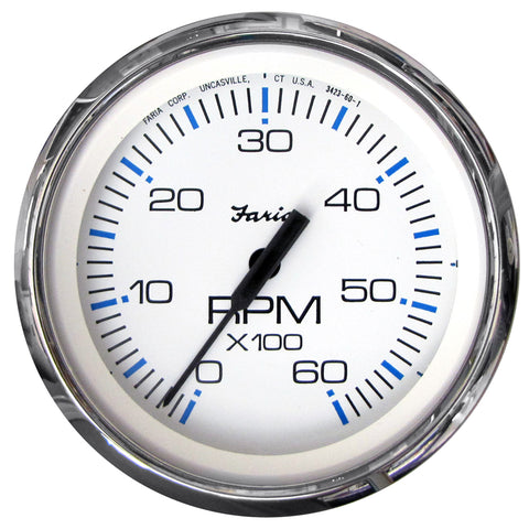 Faria Chesapeake White Ss 4" Tachometer 6000 Rpm Gas