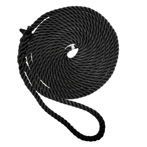 New England Rope 3/4" X 35' Nylon 3 Strand Dock Line Black