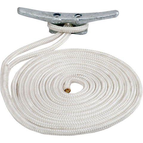 Sea Dog Double Braided Nylon Dock Line 1/2" X 25' White