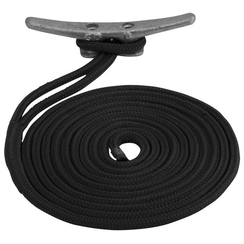 Sea Dog Double Braided Nylon Dock Line 3/4" X 50' Black