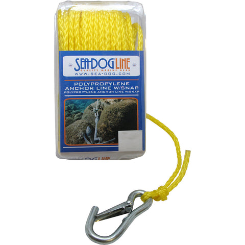 Sea Dog Poly Pro Anchor Line  W/Snap 1/4" X 50' Yellow