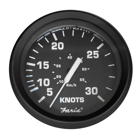 Faria Euro Black 4" 30 Knot  Speedometer F/ Mechanical 