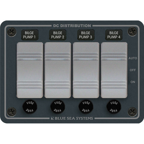Blue Sea 8666 Water-Resistant Bilge Panel 4 Contura Switches