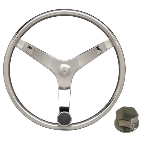 Uflex V46 Ss Steering Wheel  W/Speed Knob And Chrome Nut 