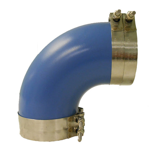 Trident 3" Id 90 Degree Blue Silicone Molded Wet Exhaust